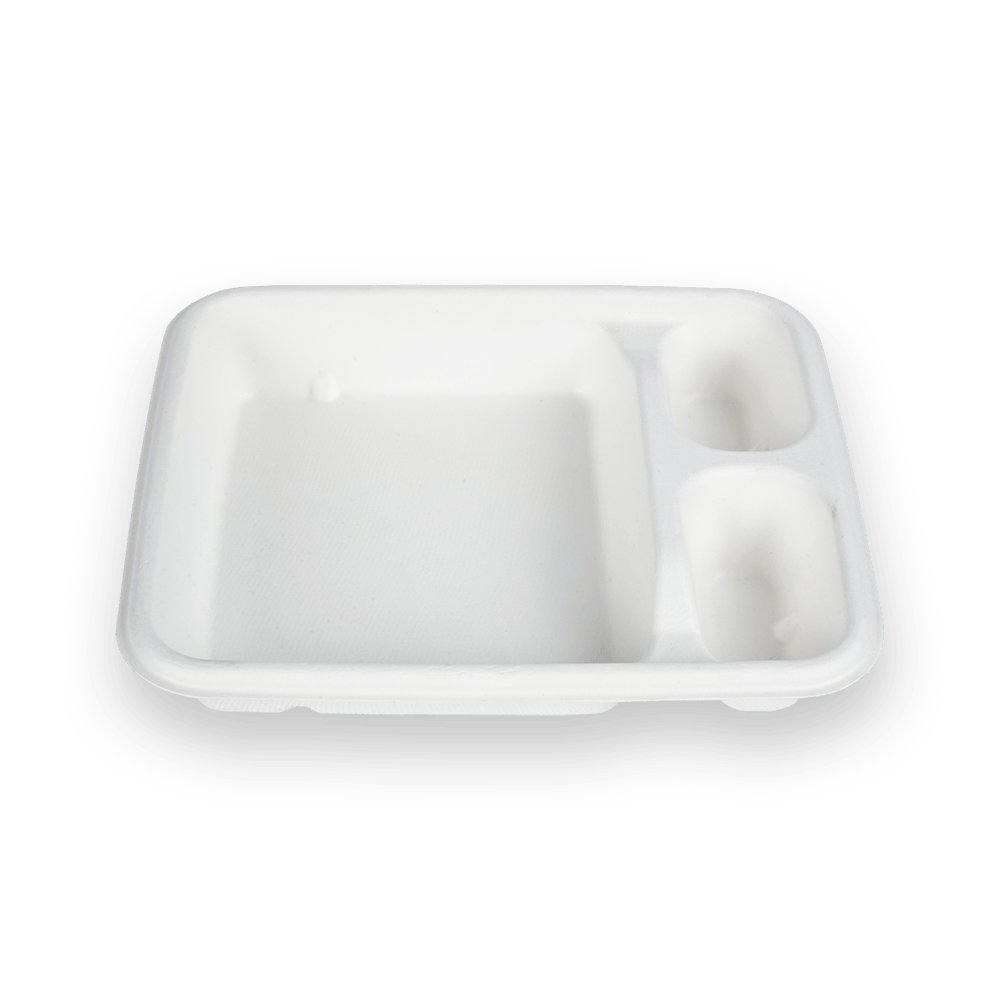 Bandeja de fibra nacho de 3 compartimentos