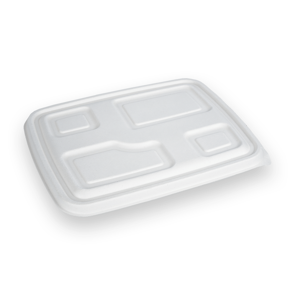Tapa de pulpa para una bandeja de almuerzo de 4 compartimentos